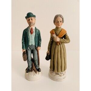 Vintage FBIA Porcelain Bisque Ceramic Old Man and Woman